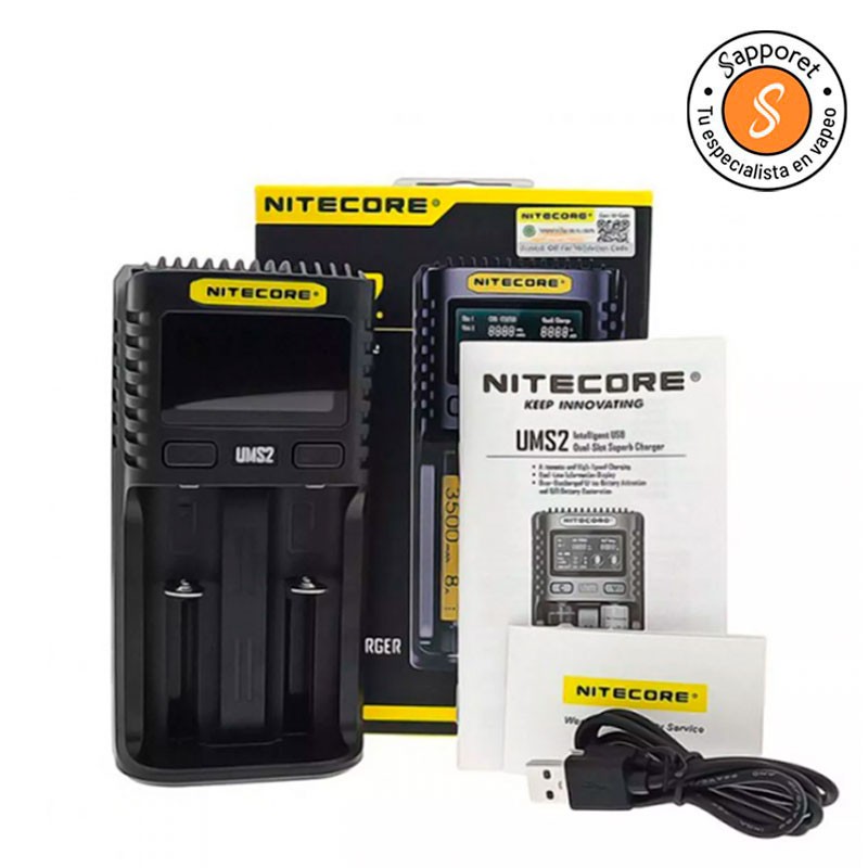 NITECORE - CARGADOR UMS2 para cargar tus baterías en 55 minutos