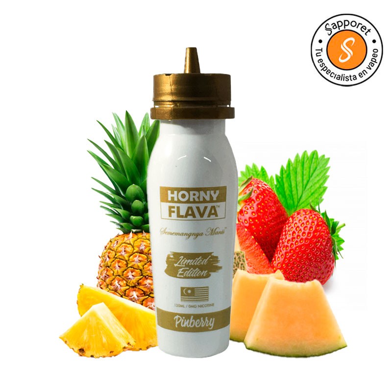 E-liquid PINBERRY 100ML LIMITED EDITION - HORNY FLAVA
, delicioso líquido frutal para vapeo de piña, fresa y melón.