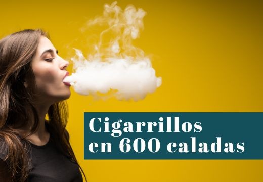 ¿Cuántos cigarros son 600 caladas de un vaper desechable con nicotina?